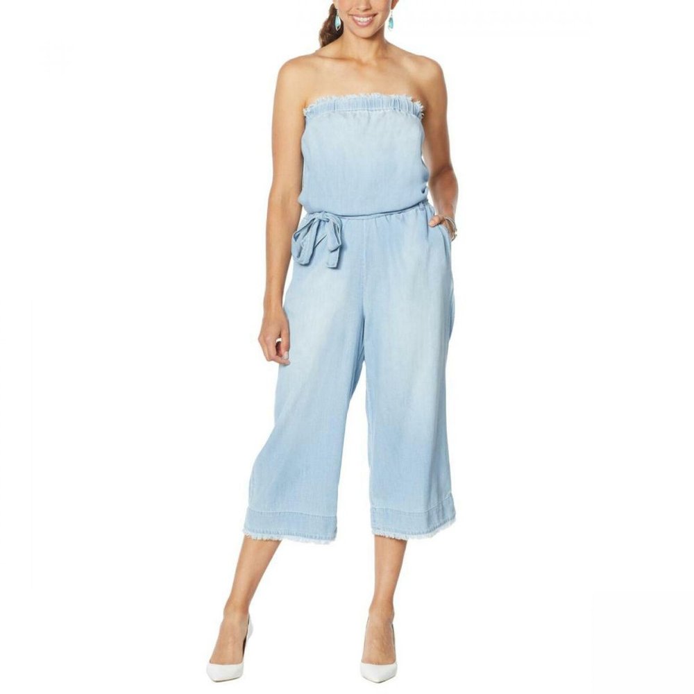 NWT Colleen Lopez Belted Jumpsuit Large Chambray